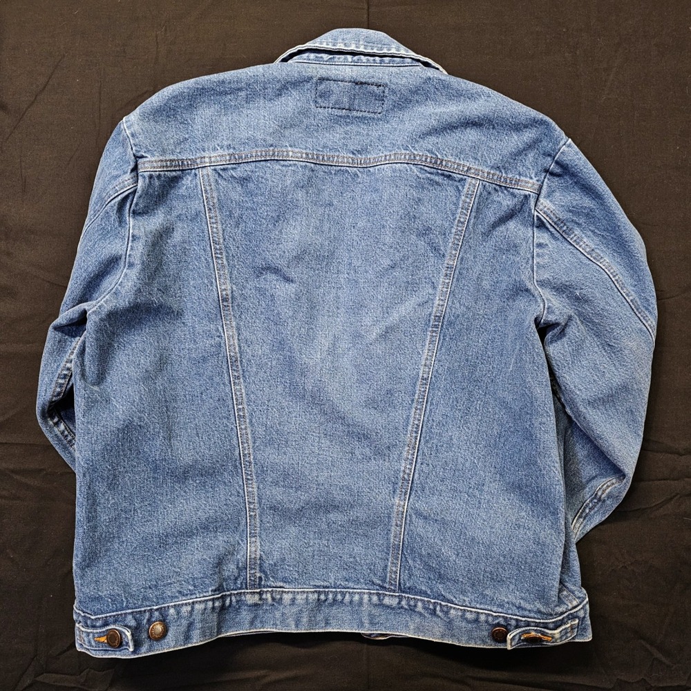 Vintage 70s Wrangler No Fault Denim Trucker Jacket USA Western Blue Mens 42 44 - Picture 6 of 12